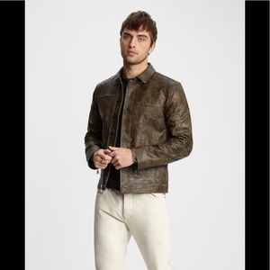 John Varvatos collection leather camo trucker jacket. Size EU 50 USA 40.
